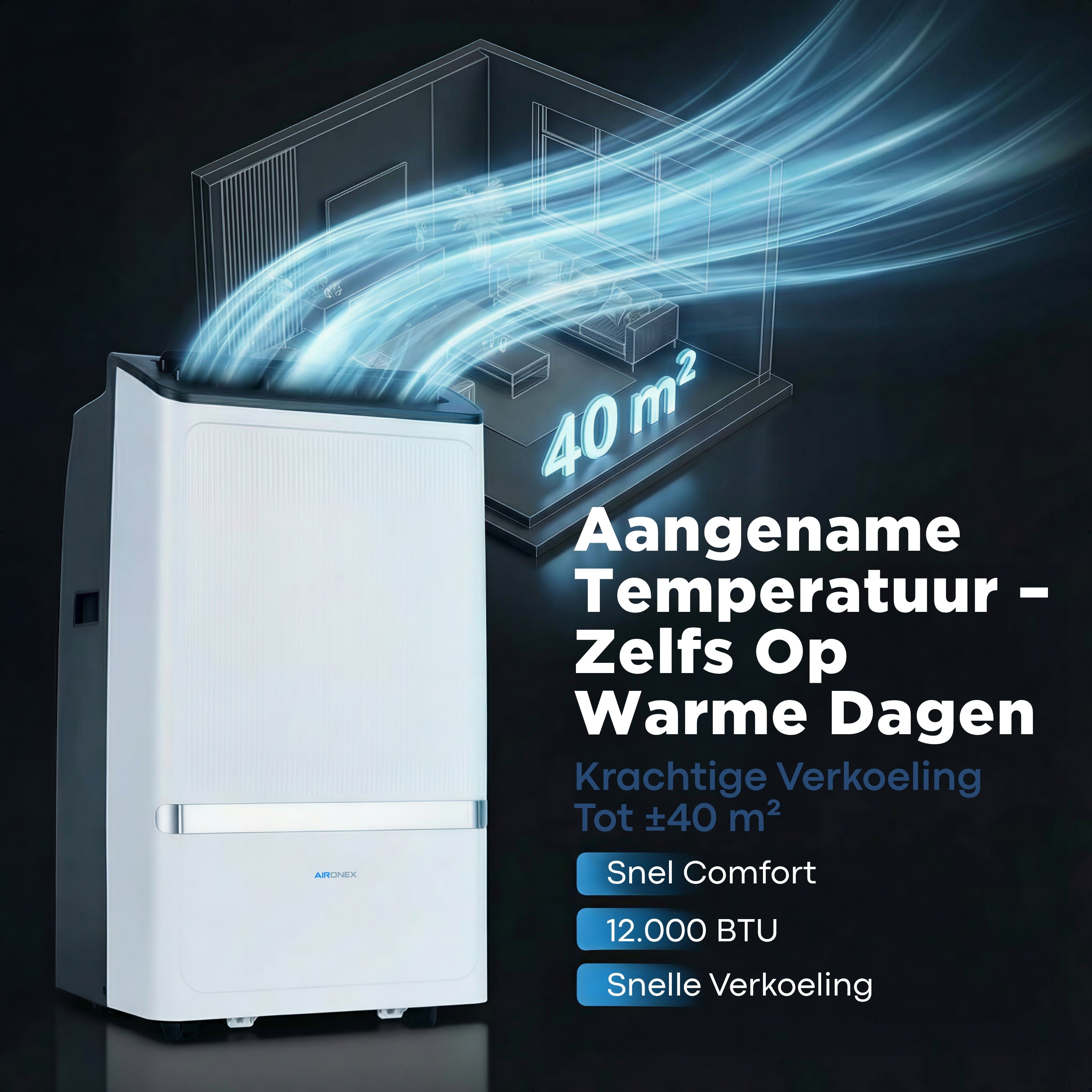 Mobiele Airco Aironex 12000 BTU -  Set van 2 (15% Bundelkorting)